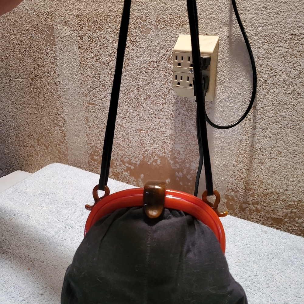 1930s/1940s black Bakelite handbag